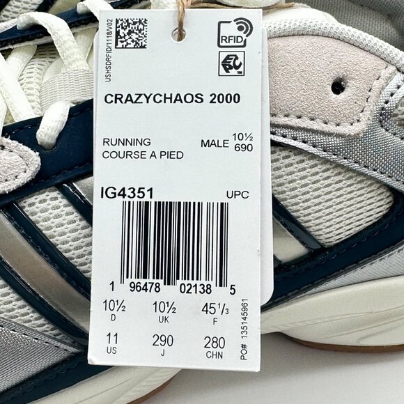 Men’s Adidas Crazychaos 2000 Running Size 11 Silver/Navy/Pink IG4351 main image 12